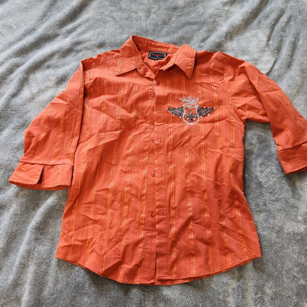 Men's Patroncito Westeen Orange Embroidered Shirt